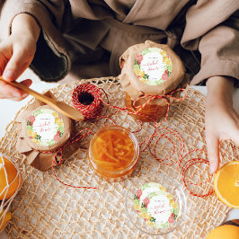 Tropisch Citrus Bruiloft Feest Dank Je Ronde Sticker