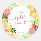 Tropisch Citrus Bruiloft Feest Dank Je Ronde Sticker (Voorkant)