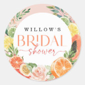 Tropisch Citrus Bruiloft Feest Favor Ronde Sticker (Voorkant)