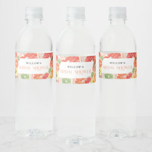 Tropisch Citrus Bruiloft Shower Waterfles Etiket