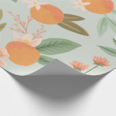 Tropisch Citrus Floral Mint Green Cadeaupapier (Hoek)