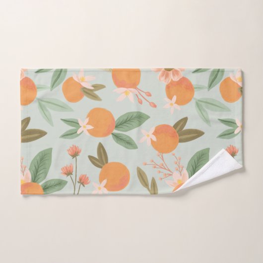 Tropisch Citrus Floral Mint Green Handdoek (Handdoek)