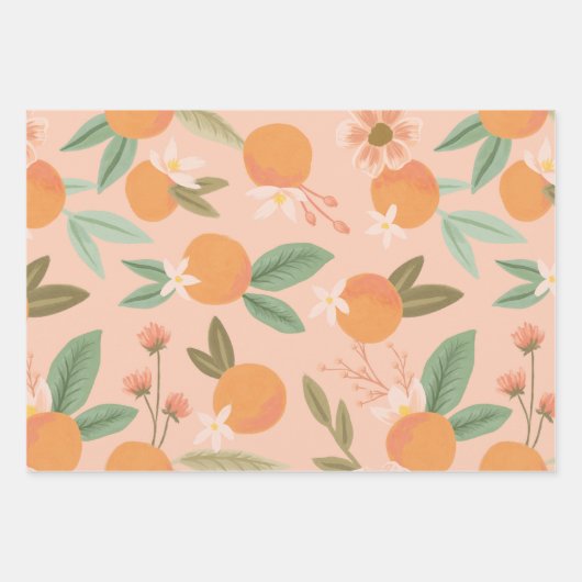 Tropisch Citrus Floral Mint Green Inpakpapier Vel (Voorkant 3)