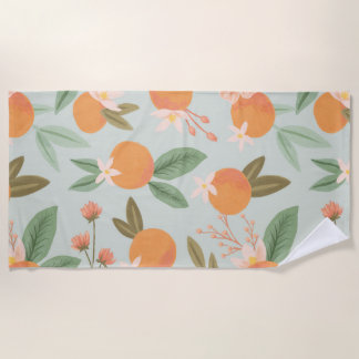 Tropisch Citrus Floral Mint Green Strandlaken