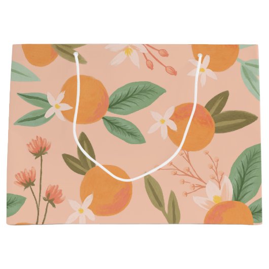 Tropisch citrus Floral roze Groot Cadeauzakje (Voorkant)