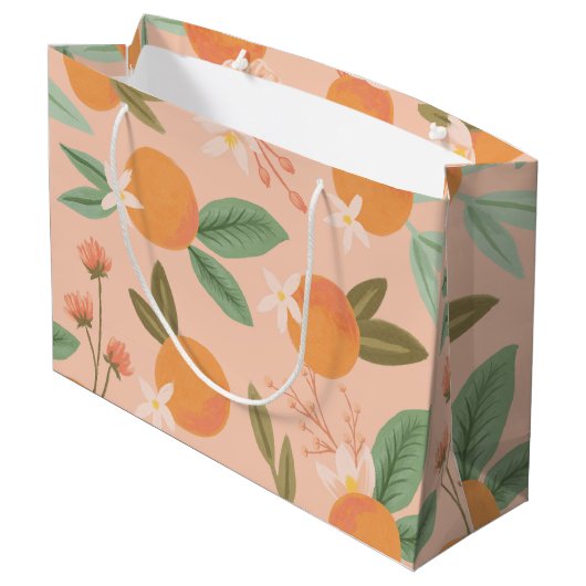 Tropisch citrus Floral roze Groot Cadeauzakje (Achterkant Gekanteld)
