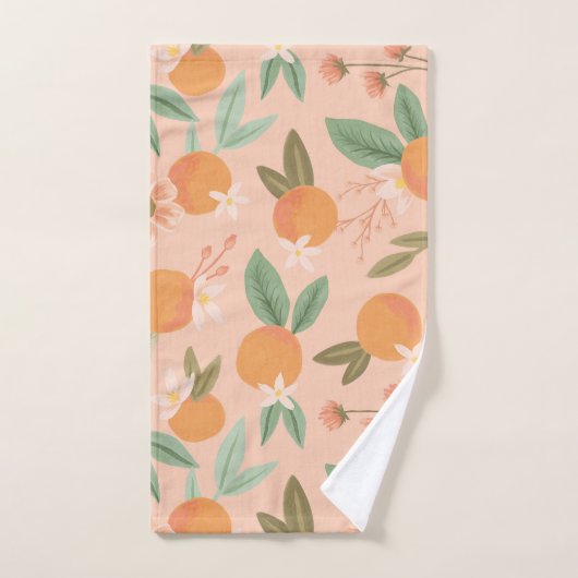 Tropisch citrus Floral roze Handdoek (Handdoek)
