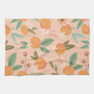 Tropisch citrus Floral roze Theedoek