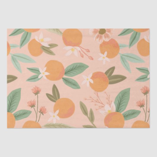 Tropisch citrus Floral roze Tissuepapier (Voorkant)