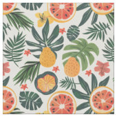 Tropisch Citrus & Peer Patroon Stof (Close Up)