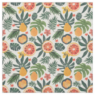 Tropisch Citrus & Peer Patroon Stof