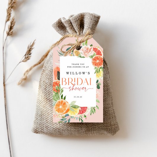 Tropisch Citrus Vrijgezellenfeest Favor Tag Lemon Cadeaulabel