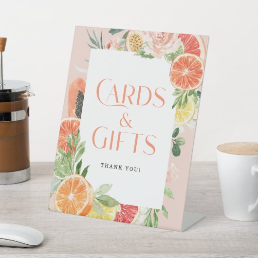 Tropisch Citrus Vrijgezellenfeest Kaarten & Cadeau Reclamebord Met Voetstuk (Insitu)
