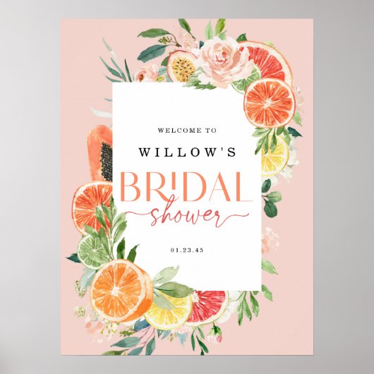 Tropisch Citrus Vrijgezellenfeest Welkom Sign Lemo Poster (Voorkant)