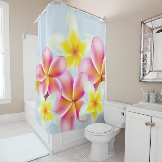 Tropisch cluster van plakkietenbloemen douchegordijn (In situ)