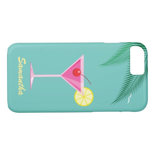 Tropisch Cocktail iPhone 7 Hoesje - turkooise (Achterkant (Horizontaal))