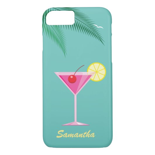 Tropisch Cocktail iPhone 7 Hoesje - turkooise (Achterkant)
