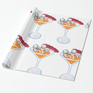Tropisch Cocktail Martini Glas Cartoon Personage  Cadeaupapier