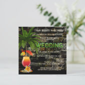 Tropisch Cocktailfeest Neon Na De Bruiloft Kaart (Staand voorkant)