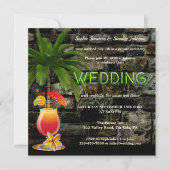 Tropisch Cocktailfeest Neon Na De Bruiloft Kaart (Voorkant)