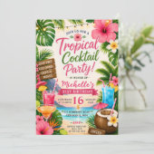 Tropisch Cocktailfeest Strand 21e Verjaardag Kaart (Staand voorkant)