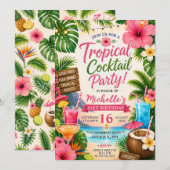 Tropisch Cocktailfeest Strand 21e Verjaardag Kaart (Voorkant / Achterkant)