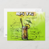 Tropisch cocktailrecept briefkaart (Voorkant / Achterkant)