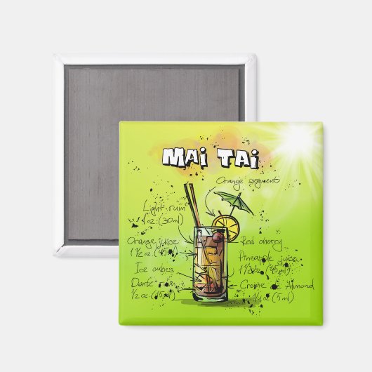 Tropisch cocktailrecept magneet (Voorkant / Achterkant)