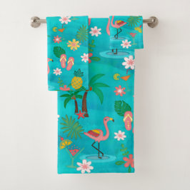 Tropisch collage bad handdoek
