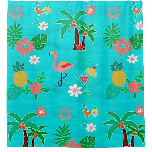 Tropisch collage douchegordijn (Voorkant)