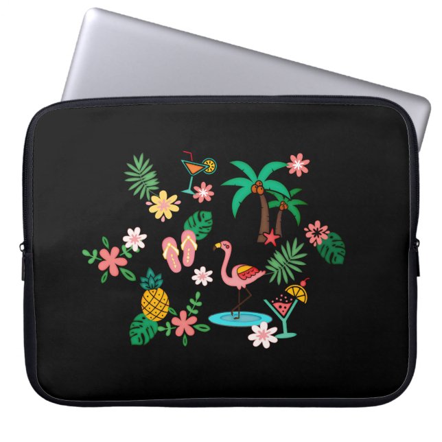 Tropisch collage laptop sleeve (Voorkant)