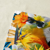 Tropisch collage Parrot Macaw Colorful Botanisch Strandlaken (In situ)