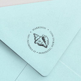 Tropisch conch Shell Round Return-adres Zelfinktende Stempel