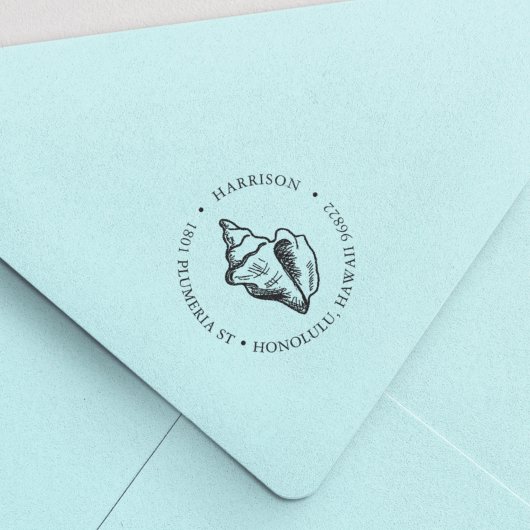 Tropisch conch Shell Round Return-adres Zelfinktende Stempel