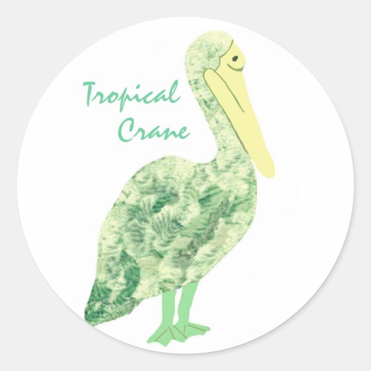 Tropisch Crane-Ecru Ronde Sticker (Voorkant)