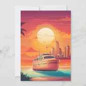 Tropisch cruiseschip bruiloft kaart (Achterkant)