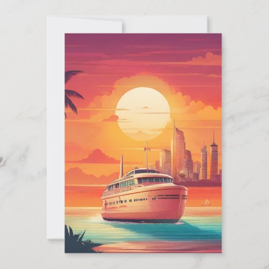 Tropisch cruiseschip bruiloft kaart (Achterkant)