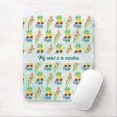 Tropisch Cute Ananaspatroon + Aangepaste Tekst Muismat (Met muis)