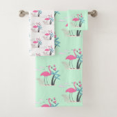 Tropisch Cute grappige flamingo waterverf patroon Bad Handdoek (Insitu)