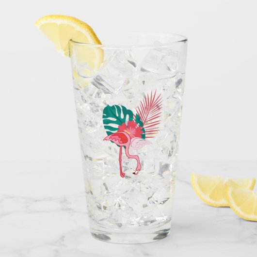 Tropisch Cute grappige flamingo waterverf patroon Glas (Voorkant ijs)