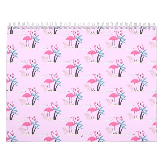 Tropisch Cute grappige flamingo waterverf patroon Kalender (Hoes)