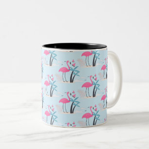 Tropisch Cute grappige flamingo waterverf patroon Tweekleurige Koffiemok