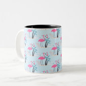 Tropisch Cute grappige flamingo waterverf patroon Tweekleurige Koffiemok (Voorkant links)