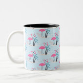 Tropisch Cute grappige flamingo waterverf patroon Tweekleurige Koffiemok (Links)