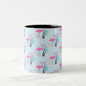 Tropisch Cute grappige flamingo waterverf patroon Tweekleurige Koffiemok (Center)