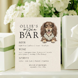 Tropisch Dachshund Bruiloft Open Bar Menu Reclamebord Met Voetstuk