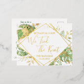 Tropisch dat we de knot Elopement Reception vastge Folie Uitnodiging Briefkaart (Voorkant / Achterkant)