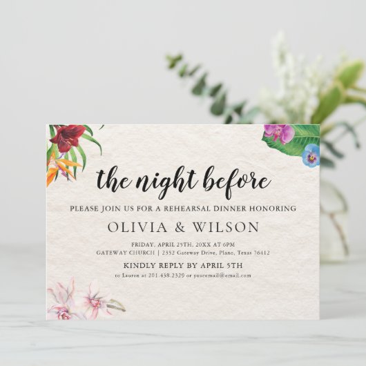 Tropisch de avond voor het repetitiediner kaart (Staand voorkant)