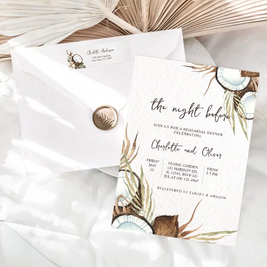 Tropisch de avond voor repetitie diner kaart