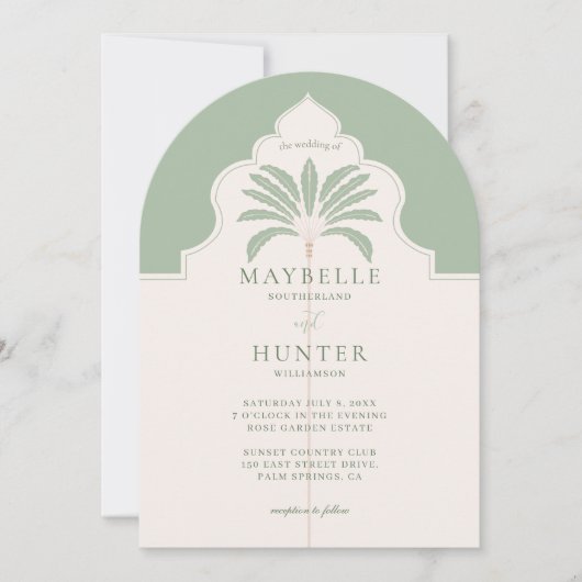 Tropisch  Decoratief Boho Palmboom Monogram Kaart (Voorkant)